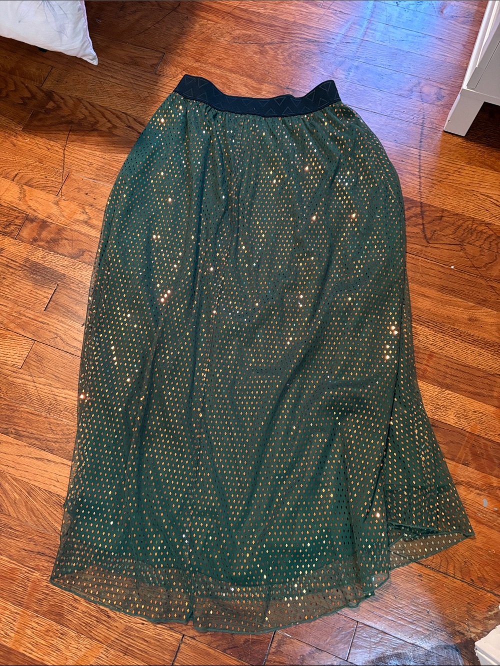 LuLaRoe Green Maxi Skirt with Gold Dots